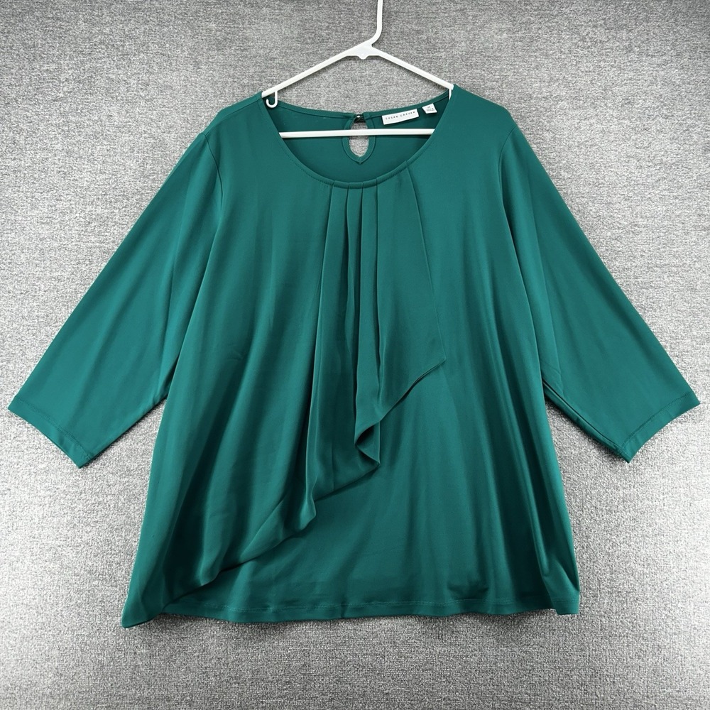 Susan Graver Blouse‎ Women 2X Green Easter